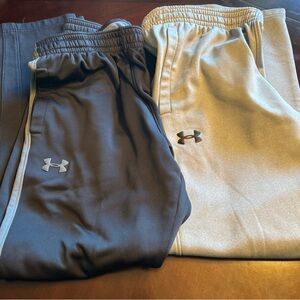 Under Armour Coldgear sweat Pants Large Black Draw String Pockets Mens Lot Of 2